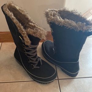 Sorel Black and Tan Winter Boots with Fur Lining